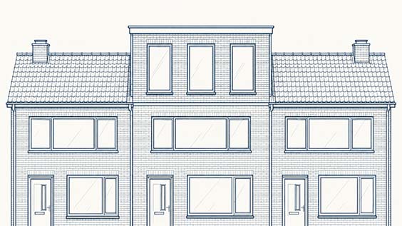 Technische tekening van een dakopbouw